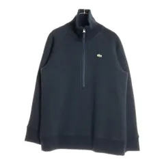 LACOSTE (ラコステ) ロゴ ワッペン ハーフジップ ニット セーター ブラック