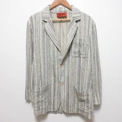 美品 MISSONI ミッソーニ ストライプ コットン リネンブレンド ロングジャケット 507680 サイズ50 マルチカラー メンズ 古着 中古 USEDのサムネイル