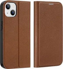 GANGXUN iPhoneケース PUレザー カード収納 スタンド機能 14 財布型 指紋防止 スマホケース 携帯カバー マグネット式 ワイヤレス充電対応 / 13 (ブラウン,  iPhone 14)