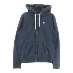 Abercrombie&Fitch (アバクロンビーアンドフィッチ) MUSCLE マッスル フロントロゴエンブロイダリー ジップアップフーディー パーカー ブラック