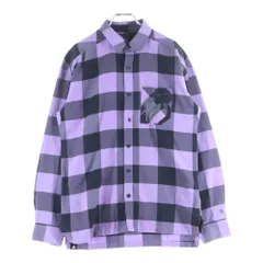 adidas (アディダス) チェック柄 ロングスリーブ レギュラーカラーシャツ パープル/ブラック HS8914