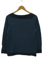 YURI PARK ピマコットン 12G ボーダーボートネックニット ブラック Free