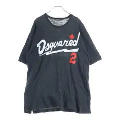 DSQUARED2 (ディースクエアード) フロントロゴデザイン クルーネック カットソー 半袖Tシャツ ブラック S74GD0740