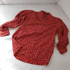 中古品 イヴサンローラン レトロ柄 総柄 長袖シャツ  ヴィンテージ柄 サイズ34 シルク100％ T971