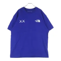 THE NORTH FACE (ザノースフェイス) ×KAWS S/S TEE カウズ フロントロゴ刺繍 Tシャツ 半袖クルーネックカットソー ブルー