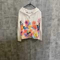 【Y-380】Rady レディ 花柄 S相当 ジップパーカー F ホワイト フラワープリント フーディー レディース 長袖 ギャル系 カジュアル 人気ブランド