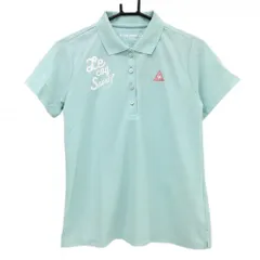 ルコックゴルフ 半袖ポロシャツ ライトブルー系×白 胸ロゴ  レディース LL ゴルフウェア le coq sportif