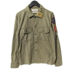 REMI RELIEF レミレリーフ 長袖ミリタリーシャツ スタッズ ワッペン コットン 日本製 ワークシャツ カーキ M 27112917
