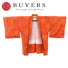 【中古】 羽織 化学繊維 オレンジ しつけ糸あり お洒落 和装 呉服 和服 きもの レディース 女性