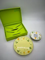 hiromichi nakano　SANYO TOKI　大皿1枚　小皿5枚　セット　花　皿　陶器　昭和レトロ　昭和　レトロ