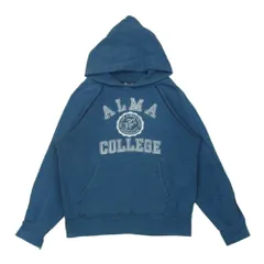 Champion チャンピオン 80s USA製 トリコタグ前期 プリント ラグラン パーカー コットン アクリル ブルー系 S【中古】