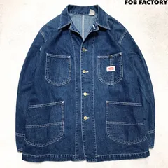 F.O.B FACTORY カバーオール デニムジャケット ワークジャケット Mサイズ インディゴブルー 青系 FOB FACTORY エフオービーファクトリーのサムネイル