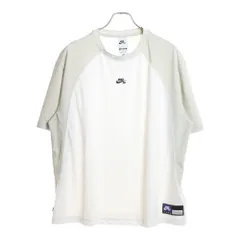 NIKE SB (ナイキエスビー) DRI-FIT KNIT SKATE TOP ドライフィット スケートトップ フロントロゴ刺繍Tシャツ 半袖クルーネックカットソー ホワイト/グレー