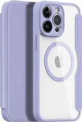 GANGXUN iPhone ケース 手帳型 ワイヤレス充電対応 薄型 PUレザー 背面 クリア カード入れ (パープル,  iPhone 13 Pro Max)