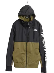 ノースフェイス フリース フード パーカー ジャケット メンズ S フルジップ ナイロン 切替 ジャンパー ブルゾン ハイネック ツートン 黒 緑