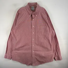 古着 ブルックスブラザーズ Brooks Brothers 長袖シャツ 胸ポケ ボタンダウン L  レッド系 ストライプ メンズ