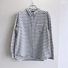 美品✨ セレクション Selectione ボーダー フランネル シャツ 長袖 起毛 コットン cotton 綿100 ナチュラル系 シンプル オフィスカジュアル ベーシック 長袖 大きめ ゆったり 着回し デイリー マリンスタイル 爽やか シンプルのサムネイル