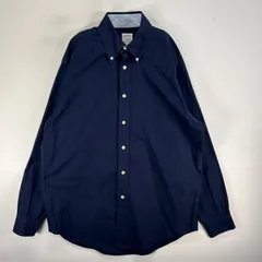 古着 ブルックスブラザーズ Brooks Brothers 長袖シャツ ロゴ 刺繍 ボタンダウン MADISON M  ネイビー系 無地 メンズ