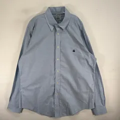 古着 ブルックスブラザーズ Brooks Brothers 長袖シャツ ロゴ 刺繍 ボタンダウン REGENT L  ブルー系 無地 メンズ