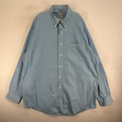 古着 ブルックスブラザーズ Brooks Brothers 長袖シャツ ボタンダウン 胸ポケ L  ブルー系 ストライプ メンズ