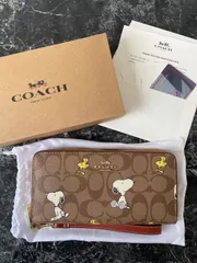 コーチ 長財布 ラウンドファスナー CE705 スヌーピー 茶