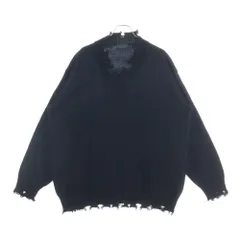 s'yte (サイト) 7G BULKY WOOL DAMAGE V NECK PULLOVER ウール ダメージ加工 Vネック プルオーバー ニットセーター ブラック UM-K48-613のサムネイル
