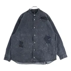 CAMBIO (カンビオ) Chemical Wash Denim Distressed Shirts ケミカルウォッシュ ディストレス 長袖ノーカラーデニムシャツ グレー MIU-242-009のサムネイル