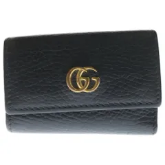 GUCCI (グッチ) GGマーモント レザー コンパクト 6連キーケース ブラック 466118