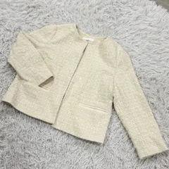 【美品】 UNIQLO ツイードノーカラージャケット セレモニー 入園式 入学式 フォーマル レディースLサイズ