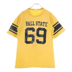 CHAMPION (チャンピオン) 60S VINTAGE BALL STATE ヴィンテージ USA製 ランタグ ナンバリングプリント フットボールTシャツ イエロー