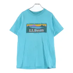 L.L.Bean (エルエルビーン) 80S VINTAGE ヴィンテージ USA製 HANESボディ フロントプリント クルーネック 半袖Tシャツ カットソー ブルー