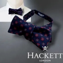HACKETT LONDON ハケット ロンドン イタリア製 PRINTED NEAT BOW ウール シルク混 小紋柄 総柄 蝶ネクタイ ボウタイ HM052137 定1.1万 ネイビー 000▲003▼20826k04のサムネイル