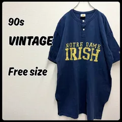 90s トップス Tシャツ free size ネイビー 古着 ヴィンテージ