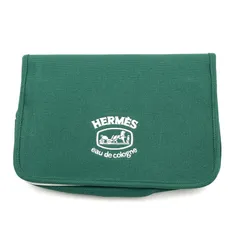 エルメス Hermès eau de cologne ノベルティ ポーチ キャンバス グリーン 長期保管品 ① 【DS12】