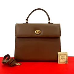 ほぼ未使用 Burberrys バーバリーズ シャドーホース ロゴ 金具 レザー 本革 2way ハンドバッグ ショルダーバッグ ブラウン 32067