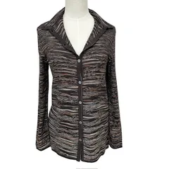 古着 ミッソーニ MISSONI 長袖 カーディガン クリーニング済み シルク レーヨン混 ブラウン系 レディース Mサイズ 相当