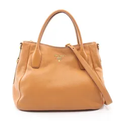 プラダ PRADA ハンドバッグ キャメル レザー ヴィッテロダイノ 2wayトートバッグ レディース Used B