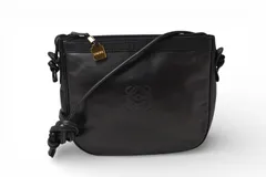 ロエベ ショルダーバッグ ヴィンテージ LOEWE アナグラム バッグ レザーブラック【中古】
