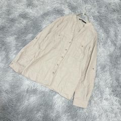 Leilian レリアン 長袖シャツ ヘリンボーン柄 ベージュ 比翼 上品 