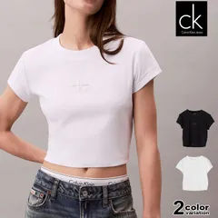 カルバンクライン クロップ Tシャツ ショート丈 半袖 Calvin Klein SS MONOGRAM BABY TEE レディース 47AB802