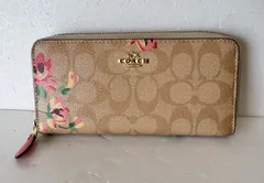 【COACH/コーチ  長財布  花柄】ラウンドファスナー  ベージュ/ピンク