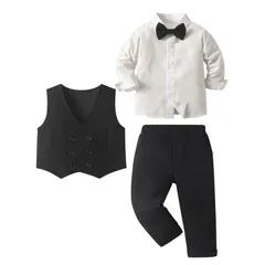男の子カジュアルスーツセット 子供フォーマル ブレザー タキシード風  3点セットベスト+シャツ+パンツ 卒園式 入園式 お宮参り 結婚式 入学式