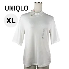 新品タグ付き　ユニクロ　レディース　ハイネック　5分袖Tシャツ　白　無地　Xl