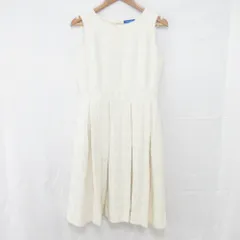 美品 BLUE LABEL CRESTBRIDGE ブルーレーベルクレストブリッジ ツイードチェック ノースリーブ ワンピース サイズ38 アイボリー レディース 古着 中古 USED