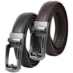 【新品】 [VILAU] ベルト メンズ 2本セット 【専用工具付属】 穴なし オートロック ビジネス 大きいサイズ 無段階 ブラック＆ブラウン 1