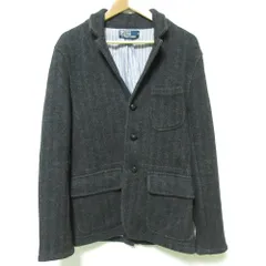 良品 Polo by Ralph Lauren ポロバイラルフローレン ヘリンボーン シングル ジャケット サイズM グレー メンズ 古着 中古 USED