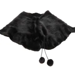 【中古】 ファー ミンク毛皮 サイズM-L レディース ティペット リアルファー 肩掛け ケープ ショール ストール マフラー ポンチョ ボレロ ファーコート 高級感 上品 カジュアル フォーマル ドレススタイル 結婚式 ブラック 黒 A2601075