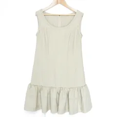 良品 FOXEY NEW YORK フォクシーニューヨーク リネンホイップ ノースリーブ ミニワンピース 31924 サイズ38 ベージュ レディース 古着 中古 USED