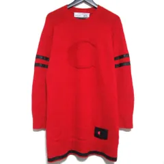 美品 COACH×Champion コーチ×チャンピオン コラボ ウール カシミヤブレンド 長袖 ひざ丈 ニットワンピース 3410 XSサイズ レッド レディース 古着 中古 USED
