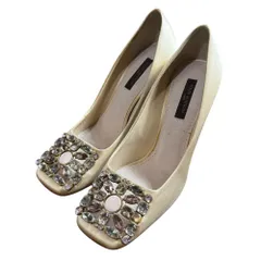 美品 LOUIS VUITTON ルイヴィトン ビジューバックル ハイヒール パンプス 35 22cm ベージュ レディース 古着 中古 USED